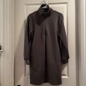 Athleta Allure 1/4 Zip Olive Dress pockets stretchy pockets long sleeves size M